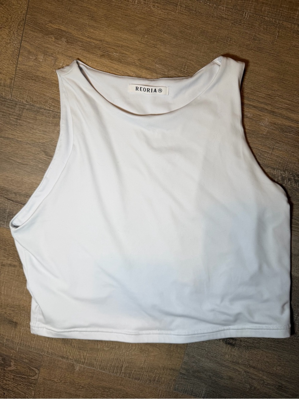 ReoRia White Sleeveless Crop Top - High Neck Tank